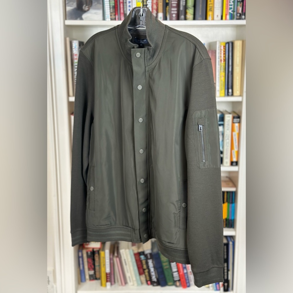 Ted Baker London Men’s funnel neck layering jacket, XXL, khaki